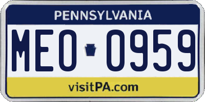 PA license plate MEO0959