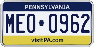 PA license plate MEO0962