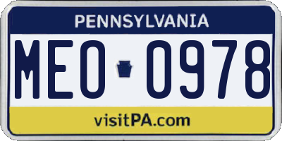 PA license plate MEO0978