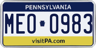 PA license plate MEO0983