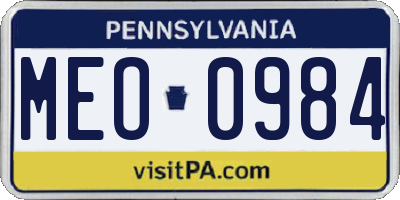PA license plate MEO0984