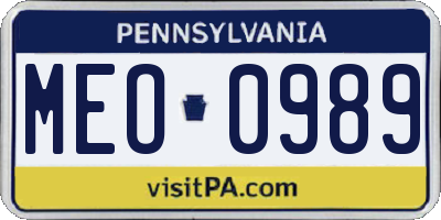 PA license plate MEO0989