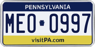 PA license plate MEO0997