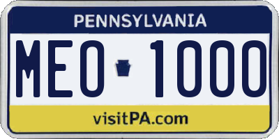PA license plate MEO1000