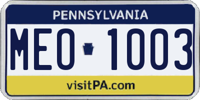 PA license plate MEO1003