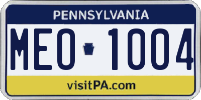 PA license plate MEO1004