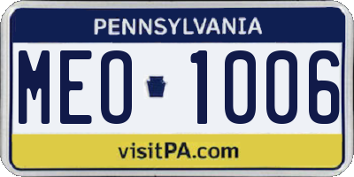 PA license plate MEO1006