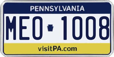 PA license plate MEO1008