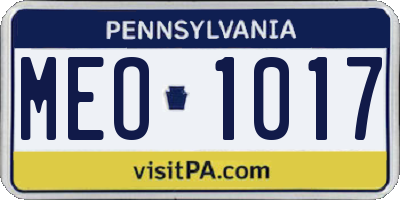 PA license plate MEO1017