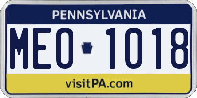 PA license plate MEO1018