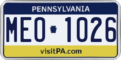 PA license plate MEO1026