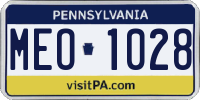 PA license plate MEO1028