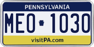 PA license plate MEO1030