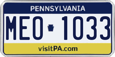 PA license plate MEO1033