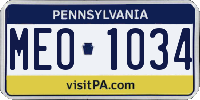 PA license plate MEO1034