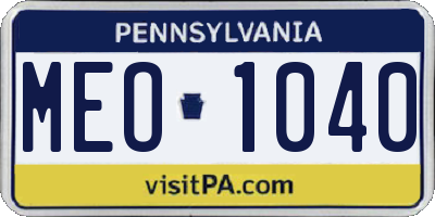 PA license plate MEO1040