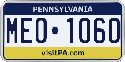 PA license plate MEO1060