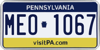 PA license plate MEO1067
