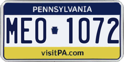 PA license plate MEO1072