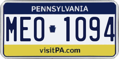 PA license plate MEO1094