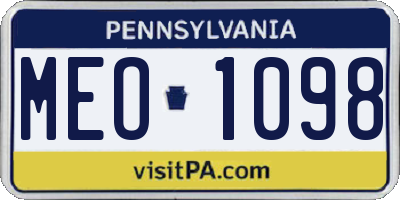 PA license plate MEO1098
