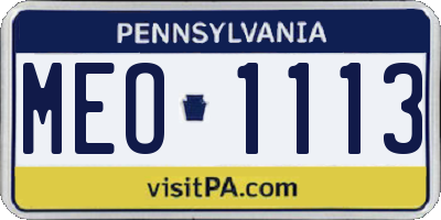 PA license plate MEO1113