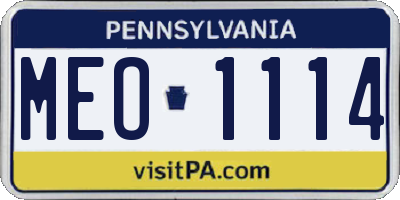 PA license plate MEO1114