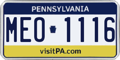 PA license plate MEO1116