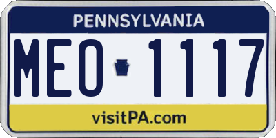 PA license plate MEO1117