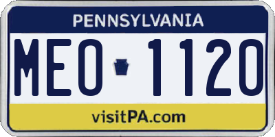 PA license plate MEO1120