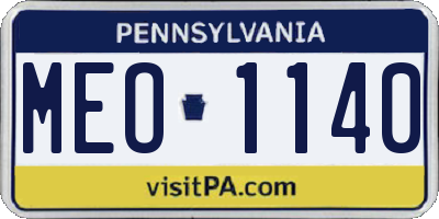 PA license plate MEO1140