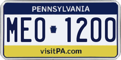 PA license plate MEO1200