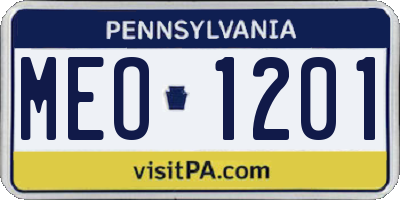 PA license plate MEO1201