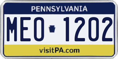 PA license plate MEO1202