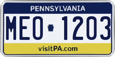 PA license plate MEO1203