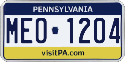 PA license plate MEO1204