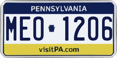 PA license plate MEO1206