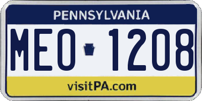 PA license plate MEO1208