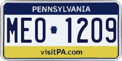 PA license plate MEO1209