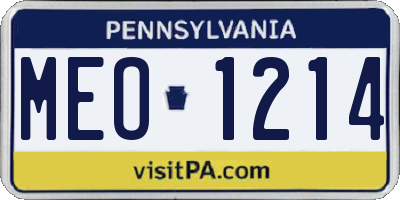 PA license plate MEO1214