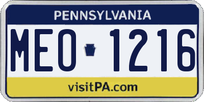 PA license plate MEO1216