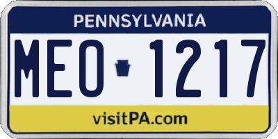 PA license plate MEO1217