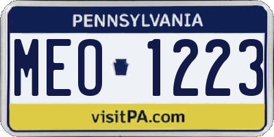 PA license plate MEO1223
