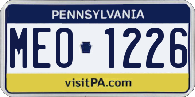 PA license plate MEO1226
