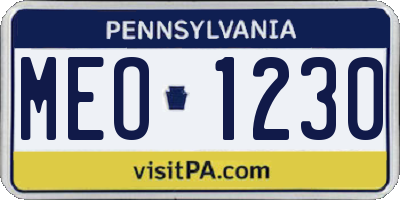 PA license plate MEO1230