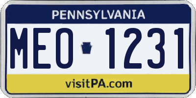 PA license plate MEO1231