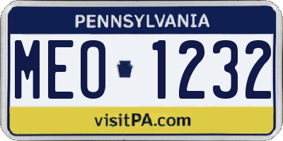 PA license plate MEO1232
