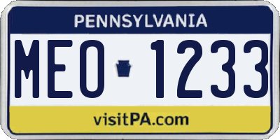 PA license plate MEO1233
