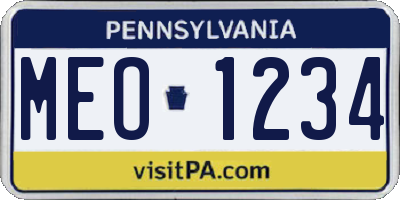 PA license plate MEO1234