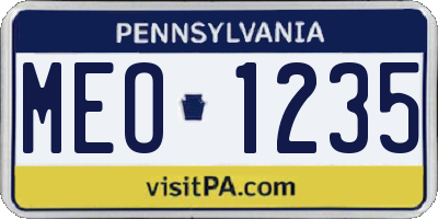 PA license plate MEO1235